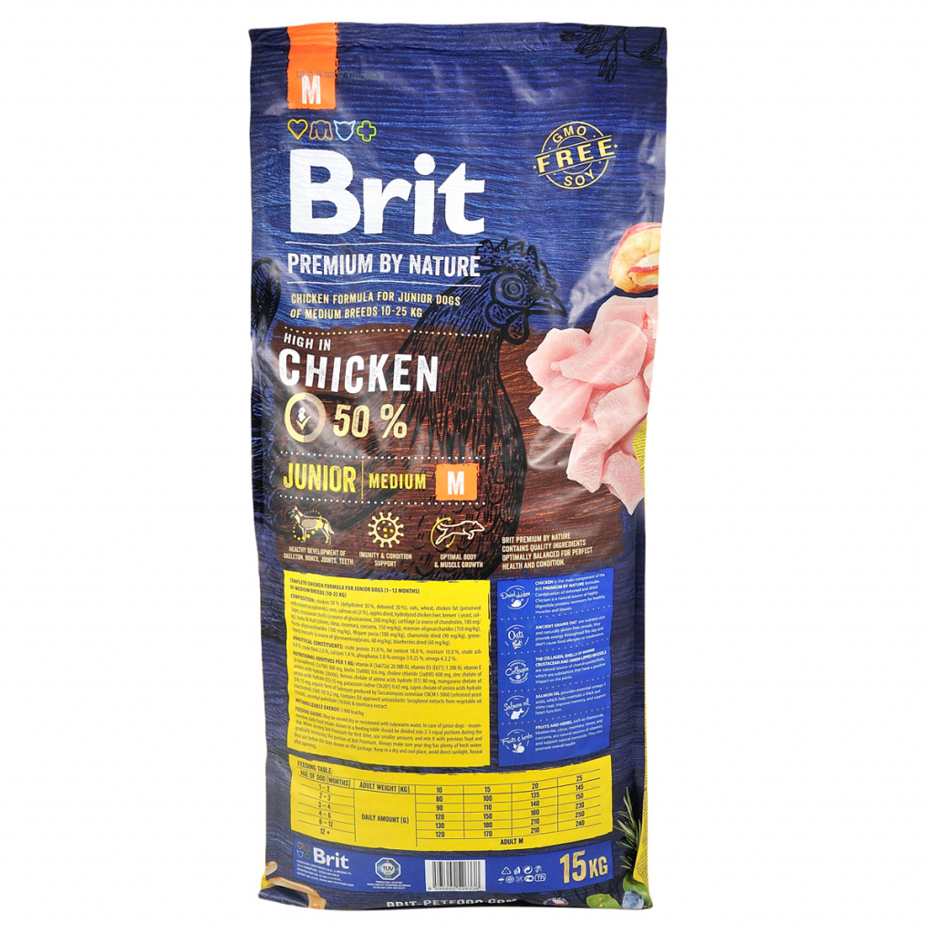Сухий корм для собак Brit Premium Dog Junior M 1 кг (8595602526314) зображення 3