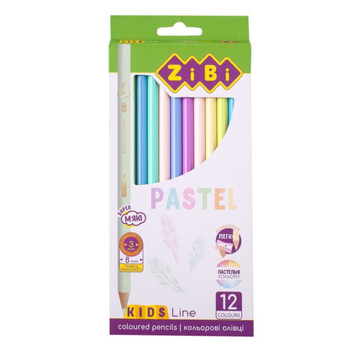 Олівці кольорові ZiBi Kids line Pastel, 12 шт (ZB.2470)