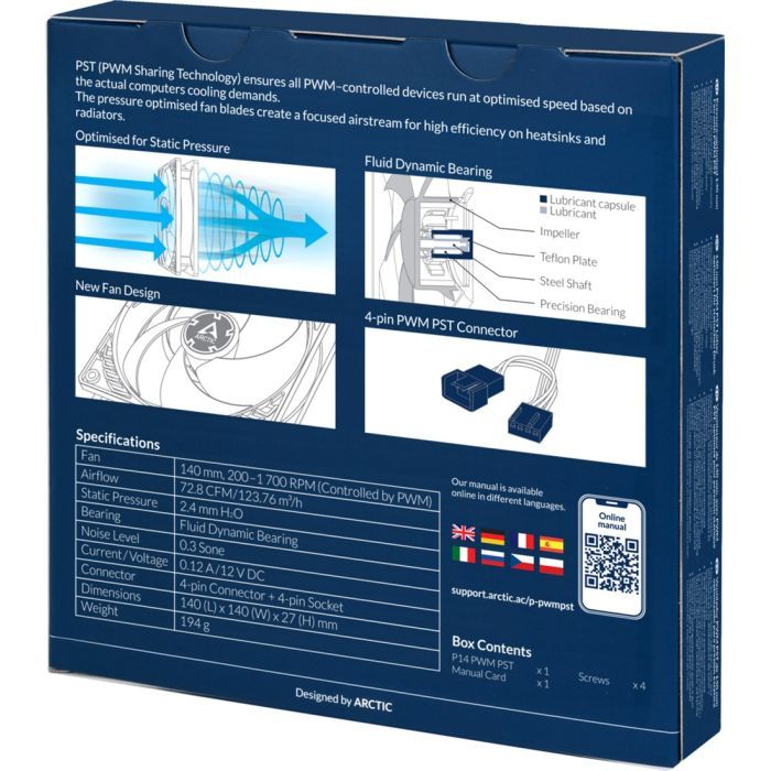 Кулер для корпуса Arctic P14 PWM PST (ACFAN00221A) изображение 5