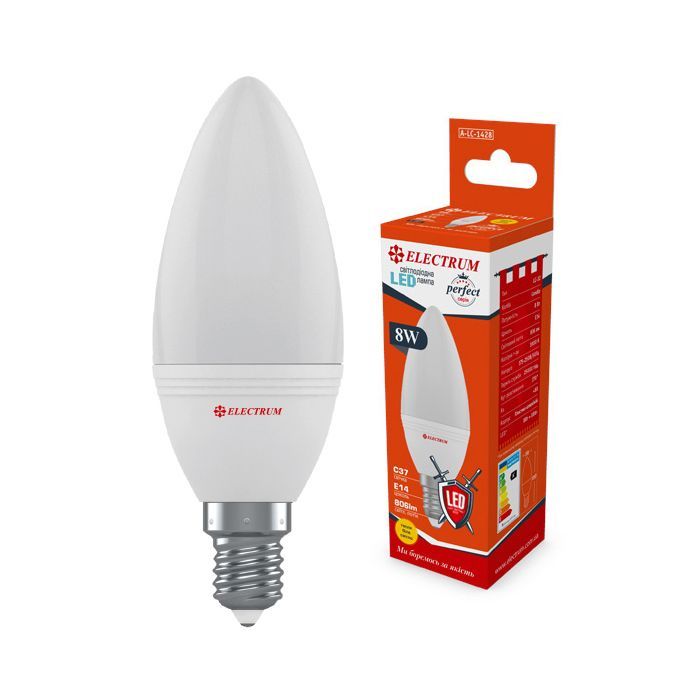 Лампочка Electrum С37 8W PA LC-32 E14 3000K PERFECT (A-LC-1428)