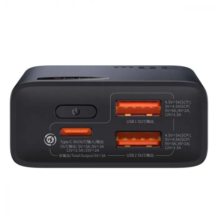 Батарея універсальна Baseus Adaman2 10000mAh 30W, PD, QC, SCP, Black (PPAD040001) зображення 6