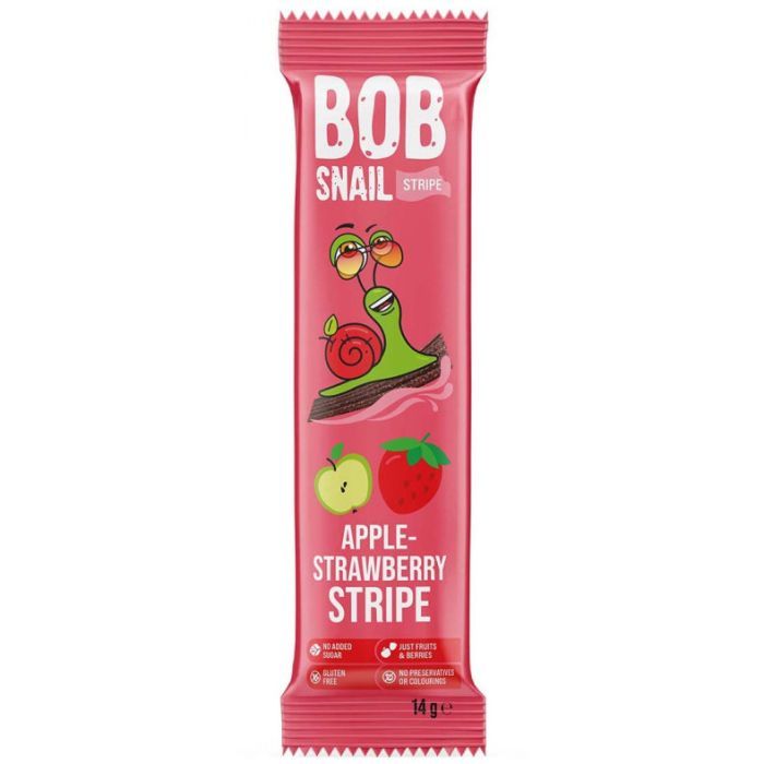 Цукерка Bob Snail Равлик Боб Яблуко Полуниця, страйп, 14 г (4820206080721)