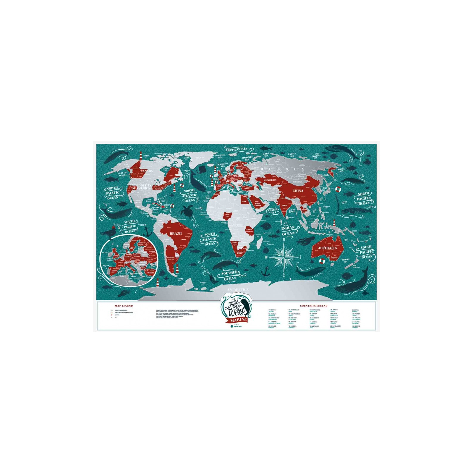 Скретч карта 1DEA.me Travel Map Marine World (13020) изображение 3