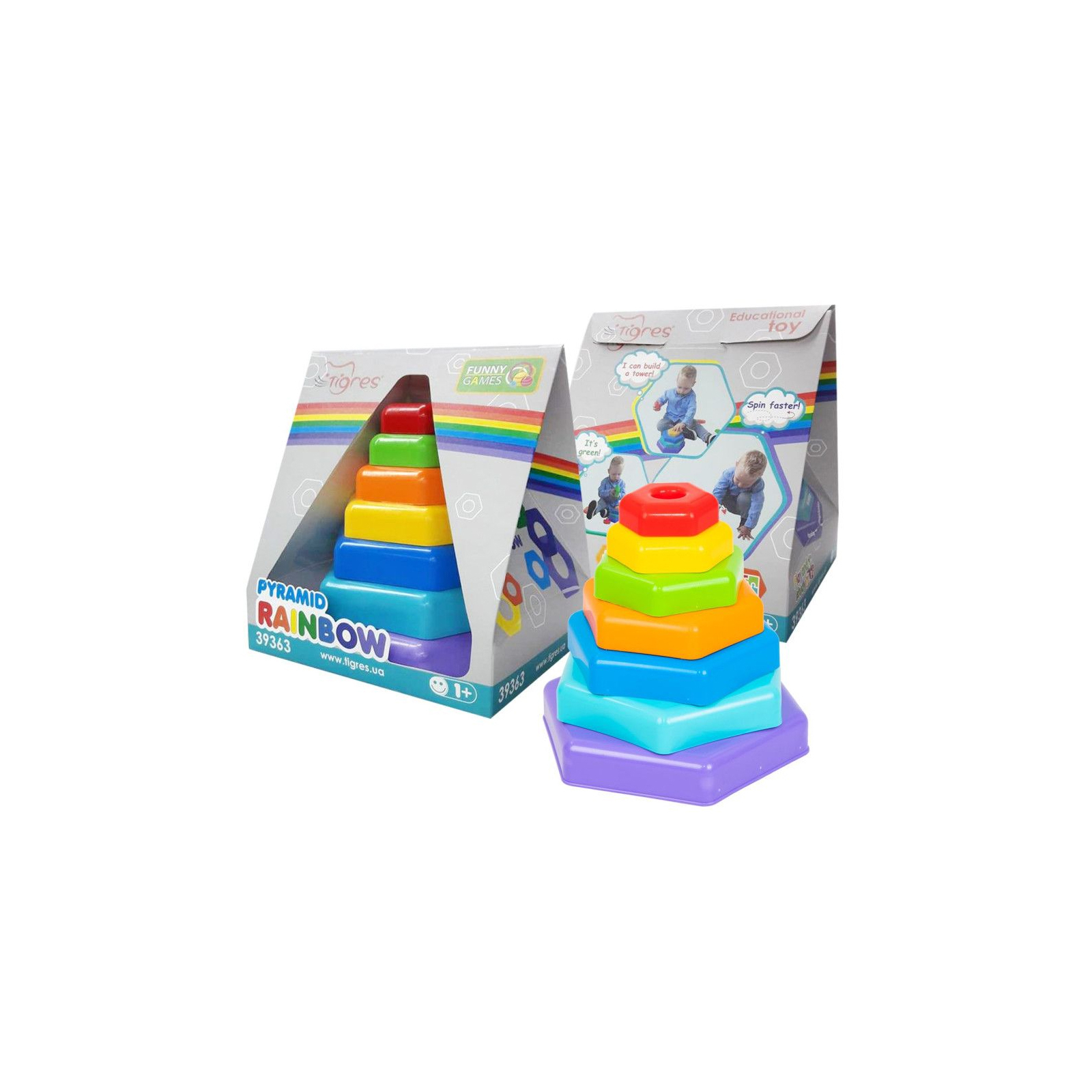 Развивающая игрушка Tigres Пирамидка-радуга в коробке (39363) изображение 3