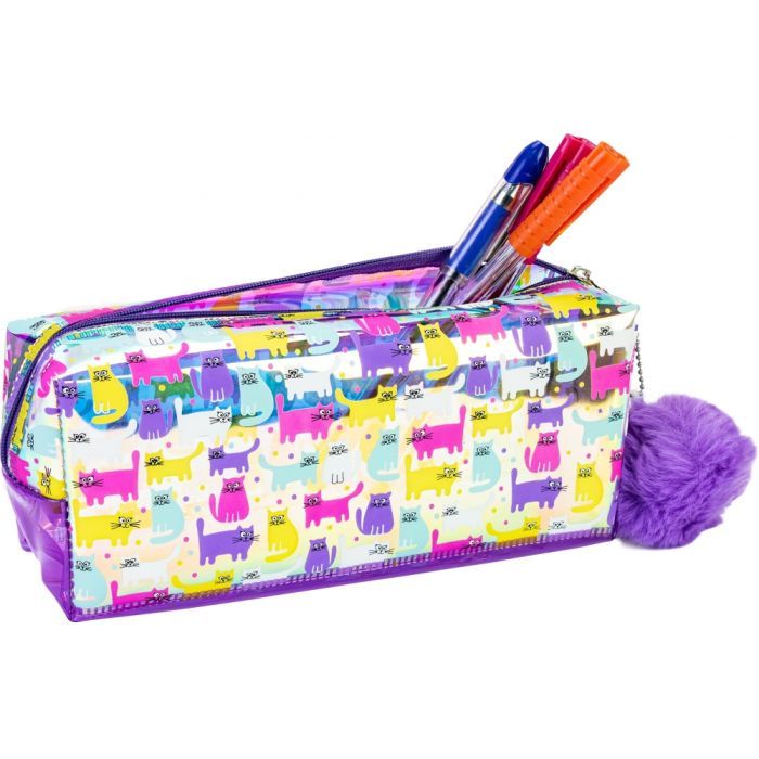 Пенал Cool For School голографічний з помпоном 1 відділення блакитний (CF87073) зображення 2