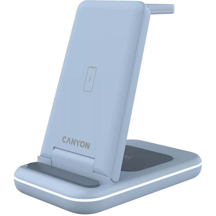Зарядний пристрій Canyon WS-304 Foldable 3in1 Wireless charger Iced Pink (CNS-WCS304IP)