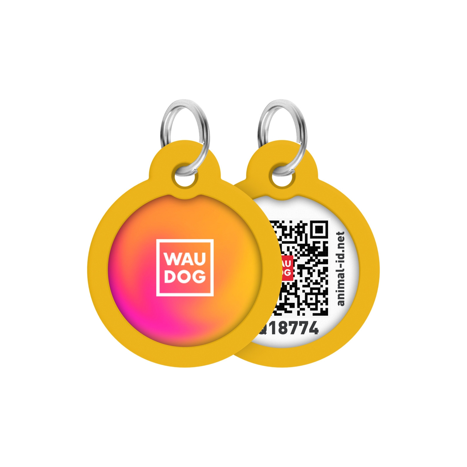 Адресник для животных WAUDOG Smart ID с QR паспортом "Градиент оранжевый", круг 30 мм (230-4035)