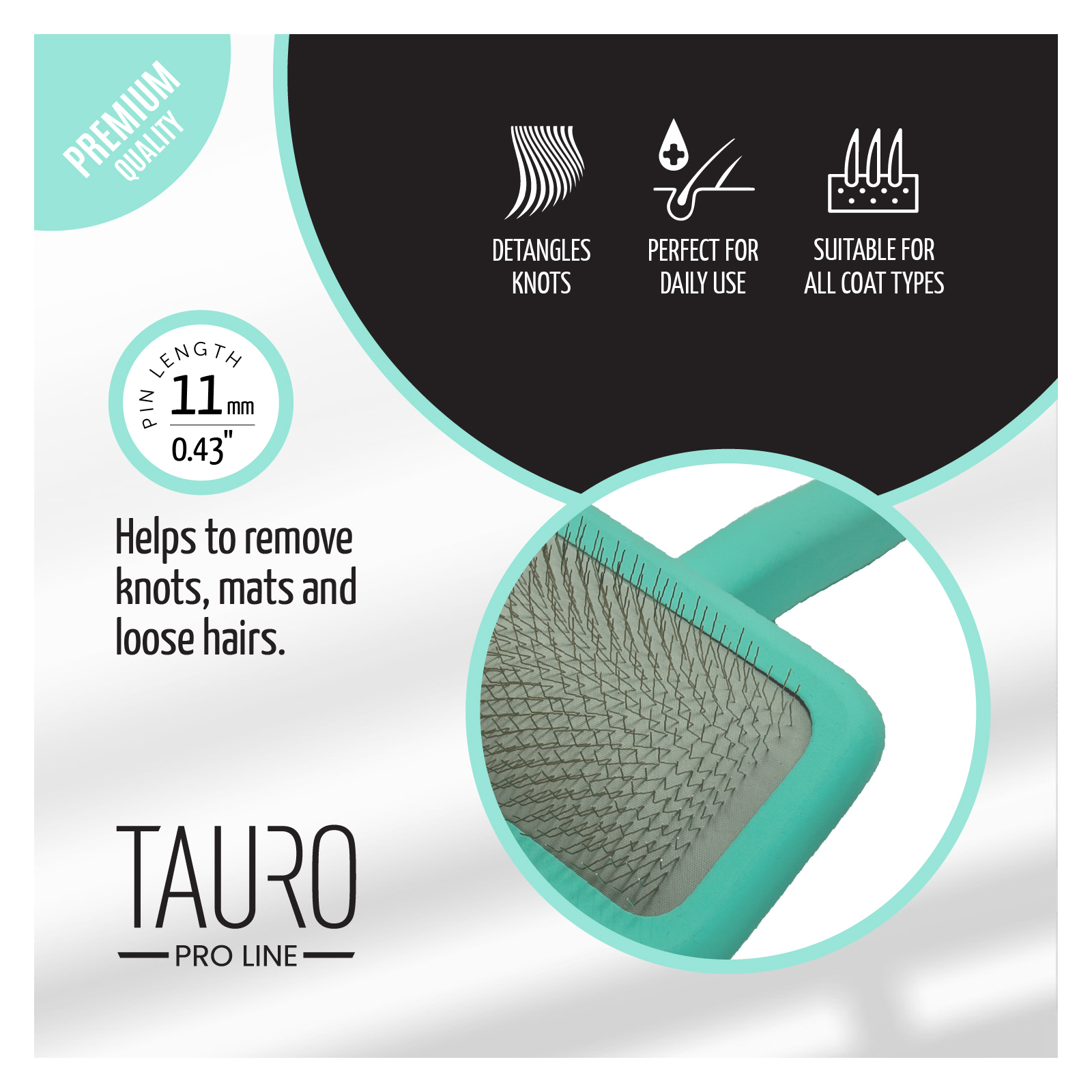 Гребінець для тварин Tauro Pro Line прямокутний M, зубці 11 мм mint (TPLB63547) зображення 5
