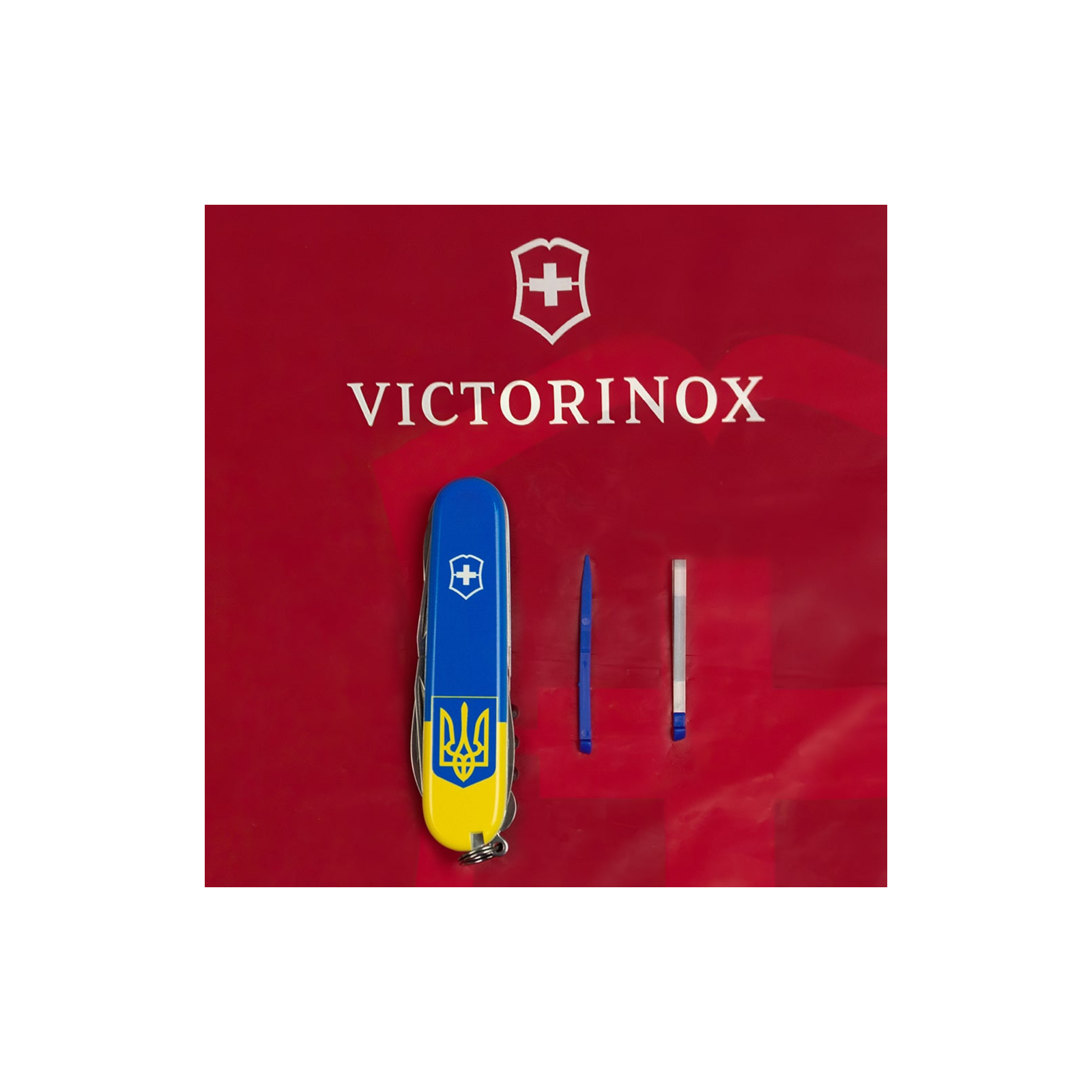 Нож Victorinox Huntsman Ukraine 91 мм Чорний Тризуб готичний білий (1.3713.3_T0630u) изображение 6