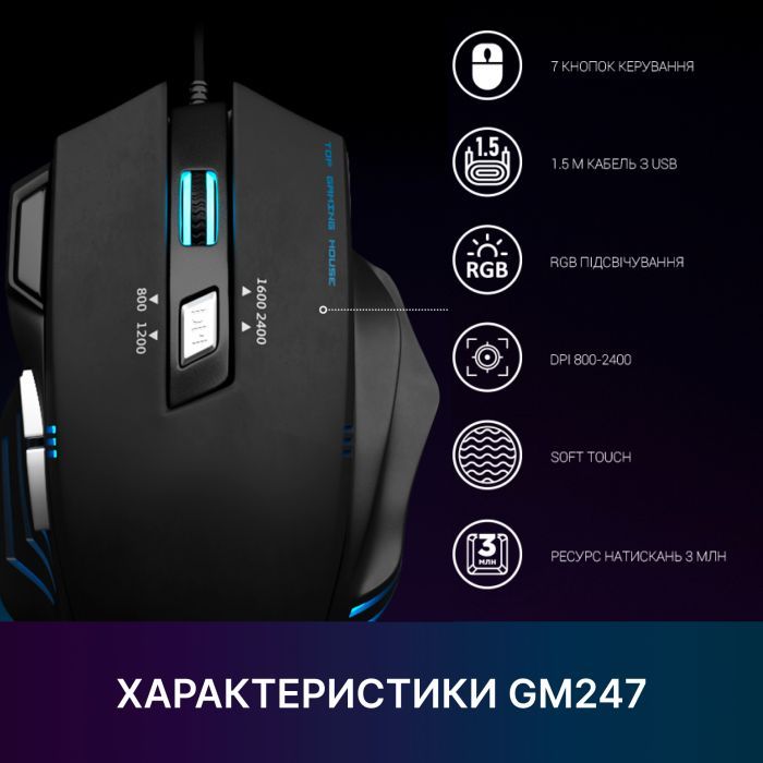 Мышка GamePro GM247 Storm USB Black (GM247) изображение 11