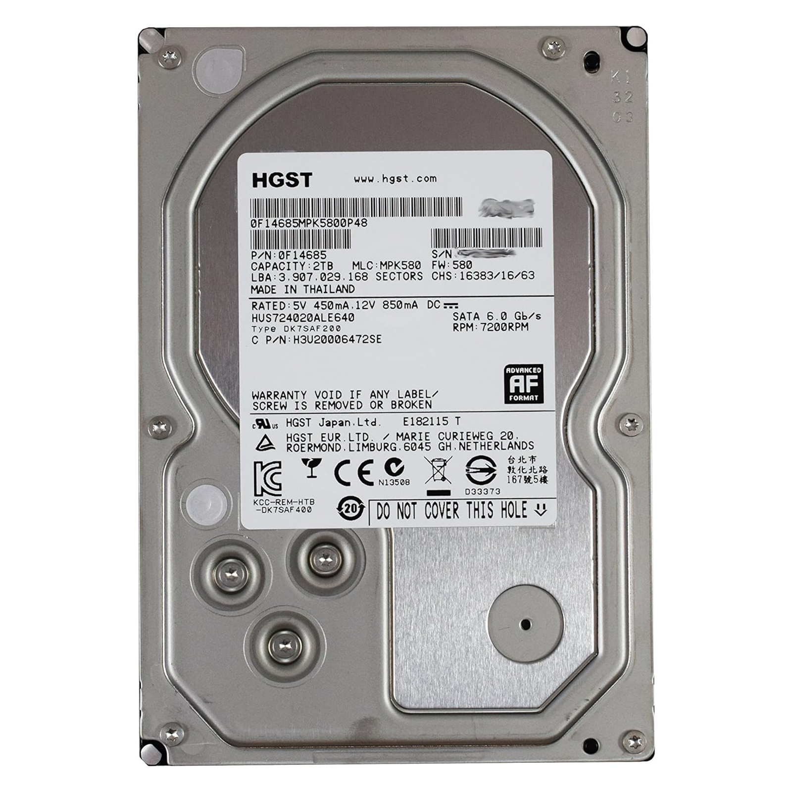Жесткий диск 3.5" 2TB WDC Hitachi HGST (# HUS724020ALE640 #) изображение 2