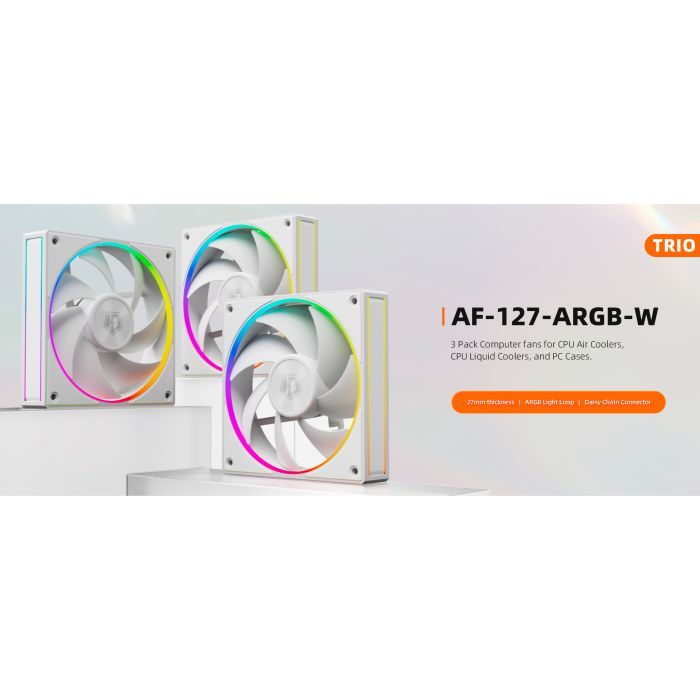 Кулер для корпуса ID-Cooling AF-127-ARGB-W TRIO изображение 8