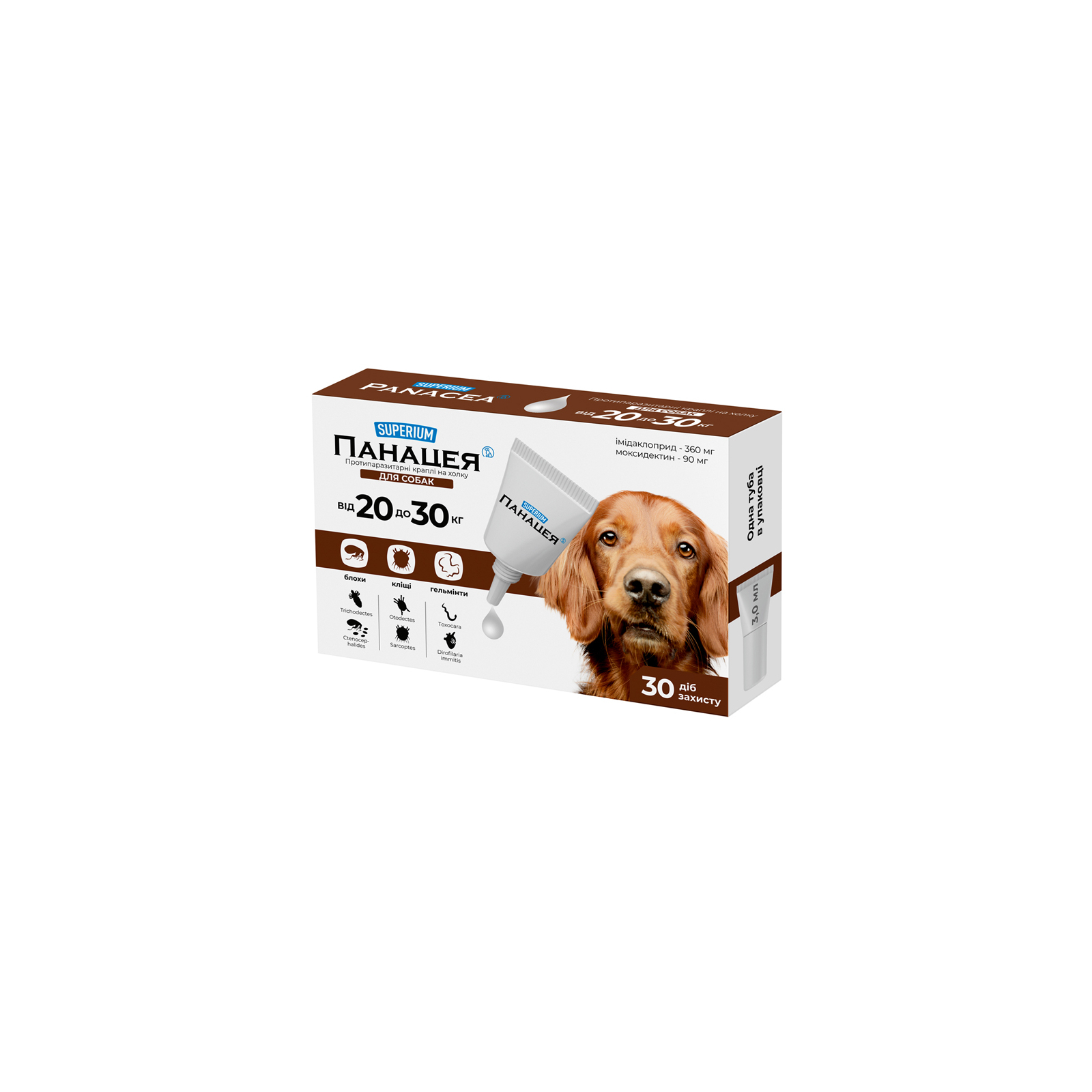 Капли для животных SUPERIUM Панацея Противоразитарные для собак 20-30 кг (9144)