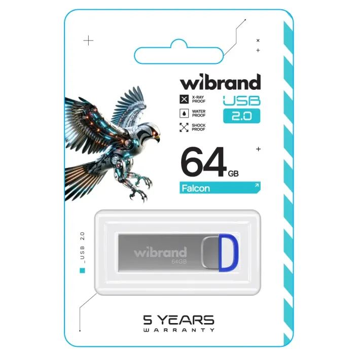 USB флеш накопитель Wibrand 32GB Falcon Silver-Red USB 2.0 (WI2.0/FA32U7R) изображение 2