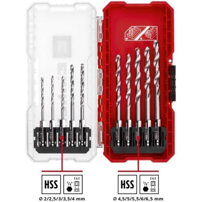 Набор сверл Einhell по металлу HSS, 10 шт, 2-6.5мм, кейс (108723) изображение 7