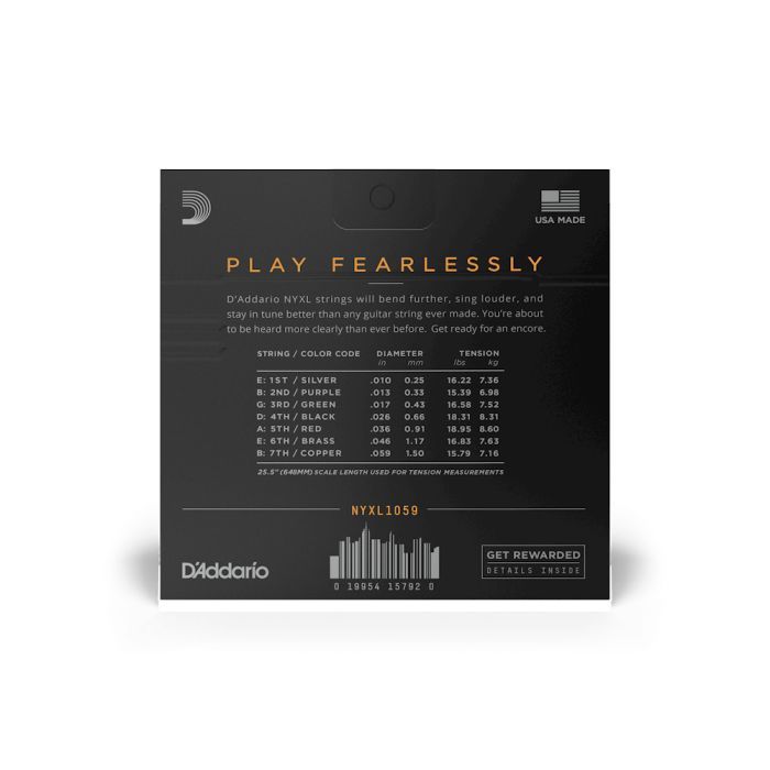 Струны для гитары D'Addario NYXL Regular Light 7-String (10-59) (NYXL1059) изображение 3