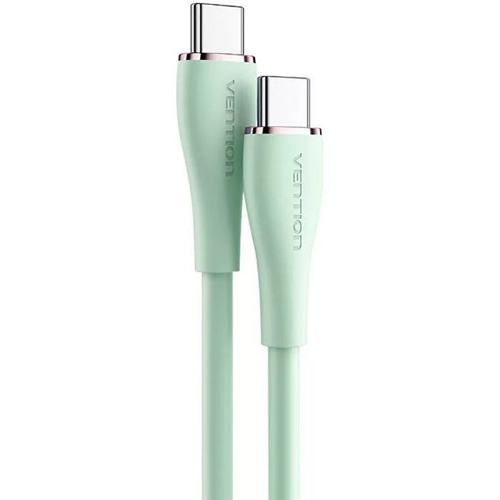 Дата кабель USB-C to USB-C 1.0m USB2.0 100W (20V/5A) Light Blue Silicone Vention (TAWSF) изображение 2