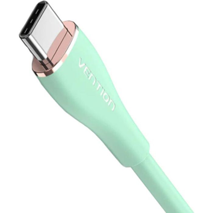 Дата кабель USB-C to USB-C 1.0m USB2.0 100W (20V/5A) Light Blue Silicone Vention (TAWSF) изображение 3