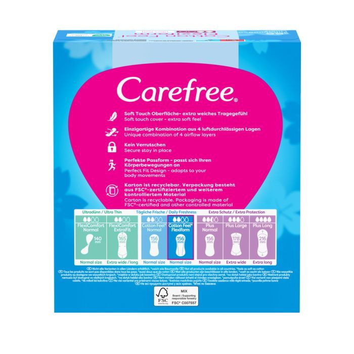 Ежедневные прокладки Carefree Cotton Feel Flexiform Без аромата 56 шт. (3574661482194) изображение 2