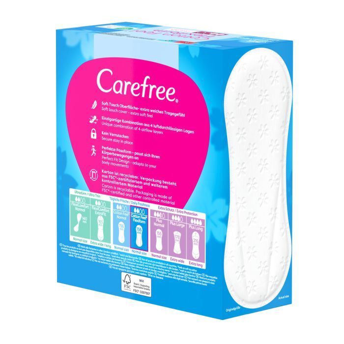 Ежедневные прокладки Carefree Cotton Feel Flexiform Без аромата 56 шт. (3574661482194) изображение 3