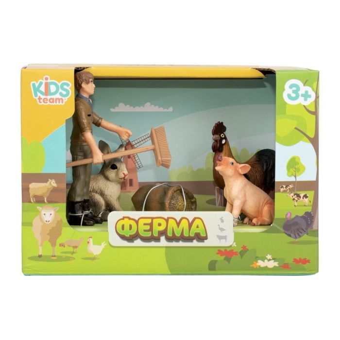 Фигурка Kids Team набор Ферма фермер, петух, кролик, поросёнок (Q9899-T7_5) изображение 2