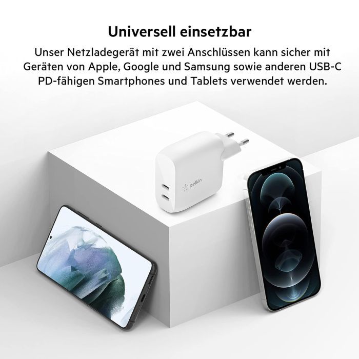 Зарядное устройство Belkin 40W 2хUSB-С PD white (WCB006VFWH) изображение 4