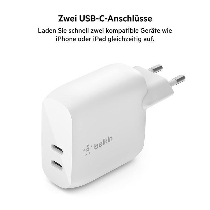 Зарядное устройство Belkin 40W 2хUSB-С PD white (WCB006VFWH) изображение 5
