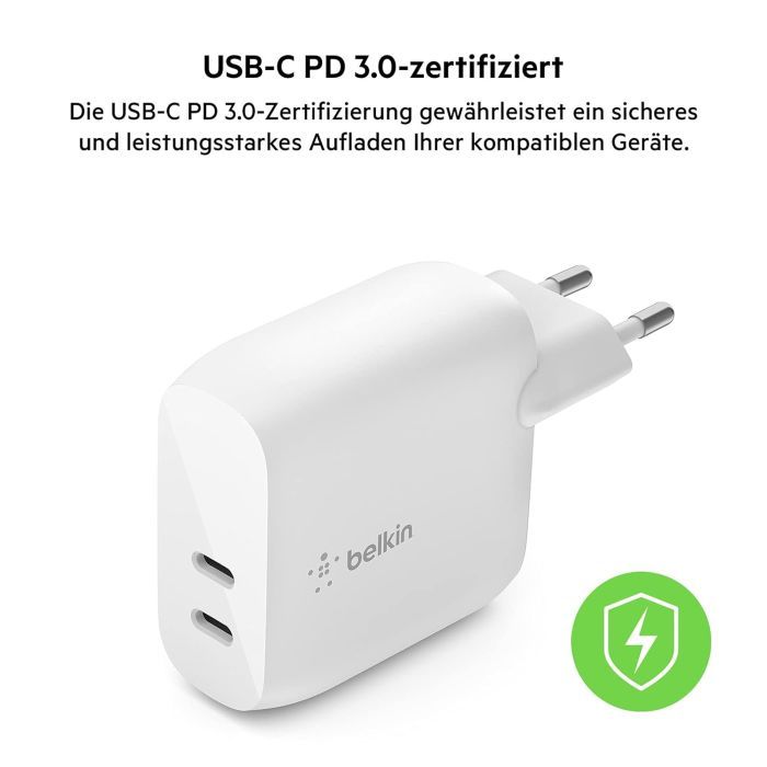 Зарядное устройство Belkin 40W 2хUSB-С PD white (WCB006VFWH) изображение 6