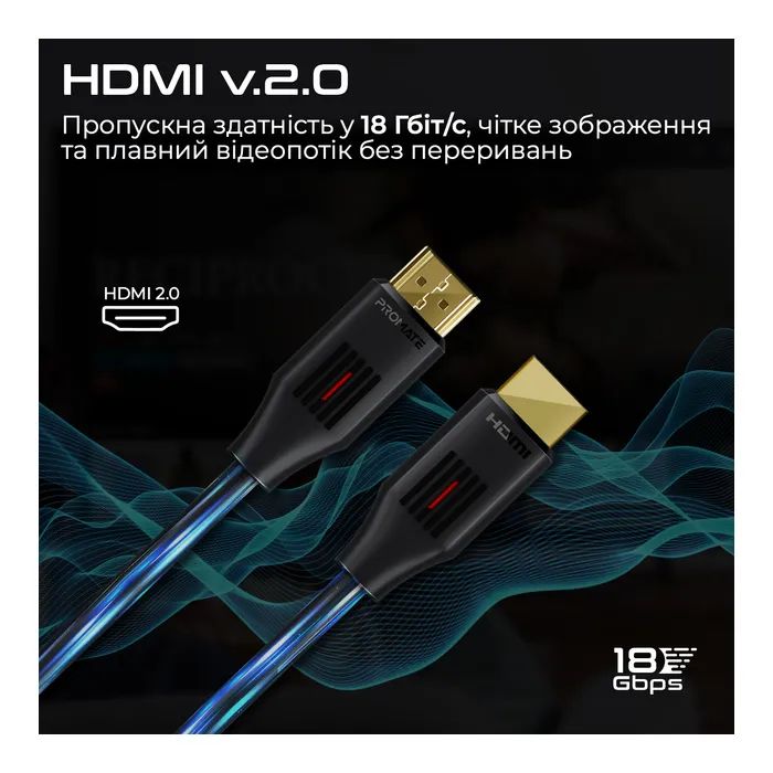 Кабель мультимедійний HDMI to HDMI v.2.0 prolink4k60-500 Promate (prolink4k60-500) зображення 4