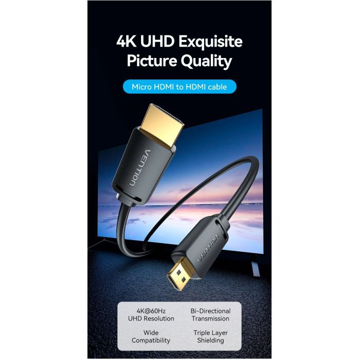 Кабель мультимедийный HDMI M to HDMI M 3.0m V2.0 4K 60Hz Vention (AGIBI) изображение 5