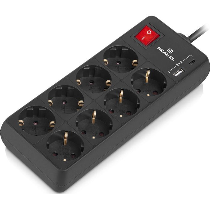 Сетевой удлинитель REAL-EL RS-PROTECT 805 1.8m, black (EL122300042) изображение 4