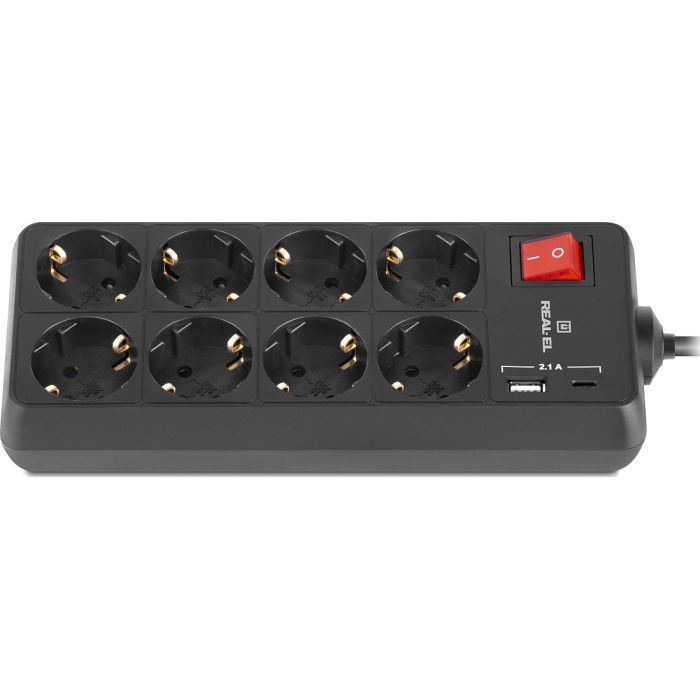 Сетевой удлинитель REAL-EL RS-PROTECT 805 1.8m, black (EL122300042) изображение 5