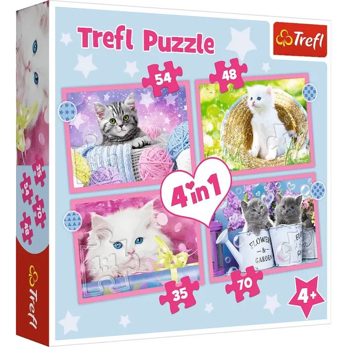 Пазл Trefl Забавные коты 4 in 1 (35, 48, 54, 70) элемента (5900511343960)