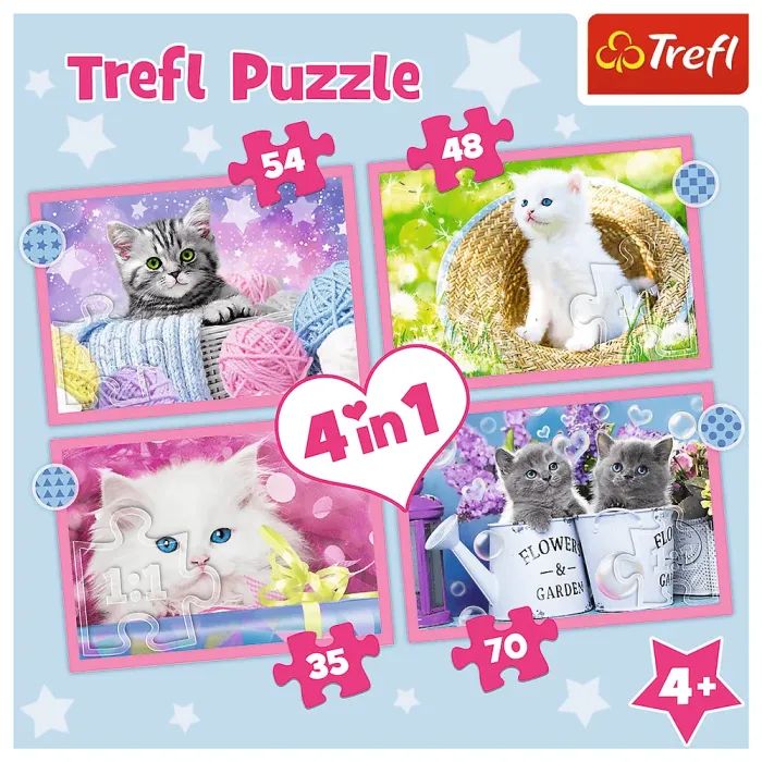 Пазл Trefl Забавные коты 4 in 1 (35, 48, 54, 70) элемента (5900511343960) изображение 6