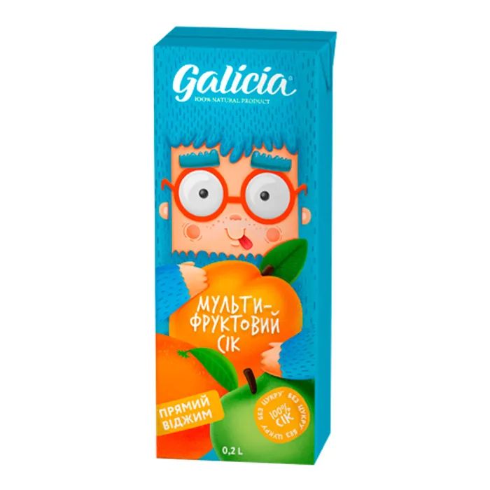 Сок детский Galicia Мультифруктовый с мякотью из смеси фруктов 200 мл (4820209563535)