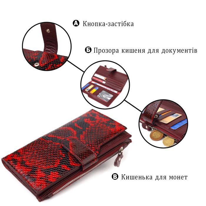 Гаманець Canpellini З натуральної шкіри Бордовий (21645) зображення 4