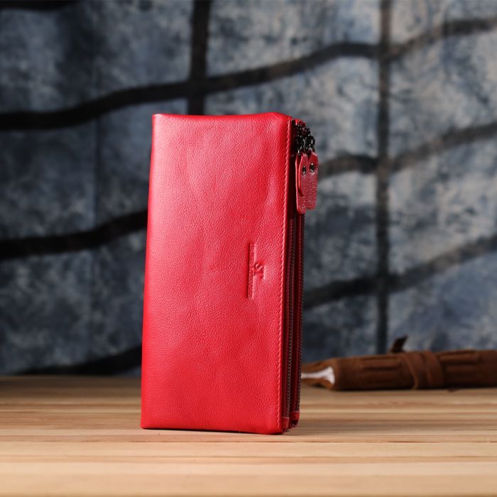 Гаманець ST Leather Шкіряний на три відділення Червоний (23109) зображення 9