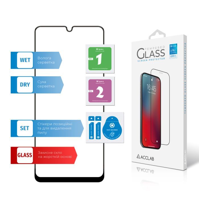 Стекло защитное ACCLAB Full Glue Samsung M32 Black (1283126513787) изображение 7