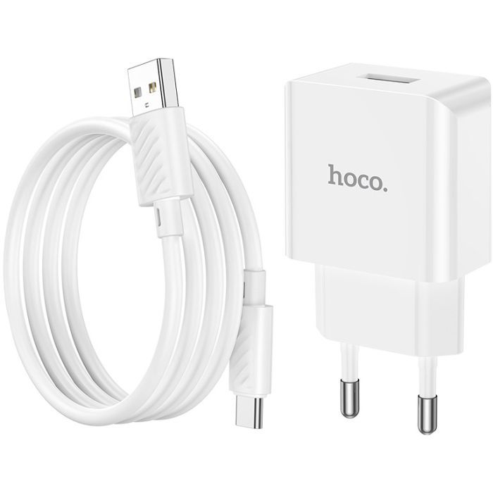 Зарядное устройство HOCO C106A Leisure USB + cable USB to USB-C 10.5W White (6931474783912) изображение 3