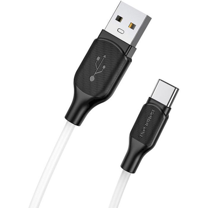 Дата кабель USB 2.0 AM to USB-C 1.0m 3A silicone BX42 black BOROFONE (6931474736765) изображение 2