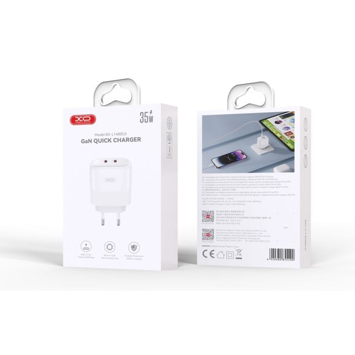 Зарядний пристрій XO L140 35W 2xUSB-C PD White (L140_White) зображення 4