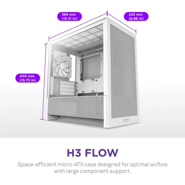 Корпус NZXT H3 Flow All White (CC-H31FW-01) изображение 2