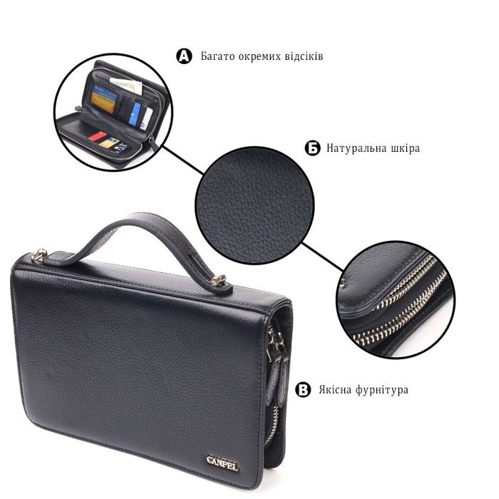 Сумка Canpellini Из натуральной кожи Черная (21567) изображение 4