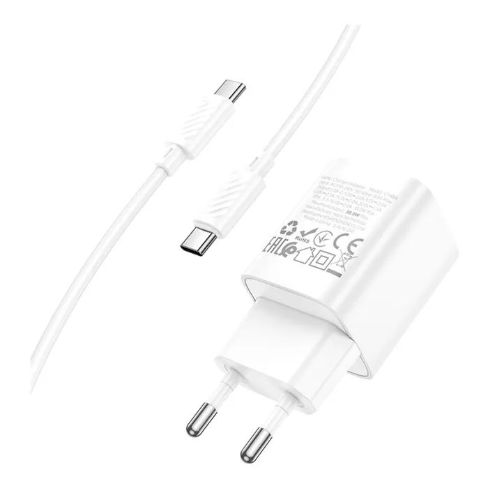 Зарядное устройство HOCO C148A USB-C PD30W + cable USB-C to USB-C white (6942007630320) изображение 5