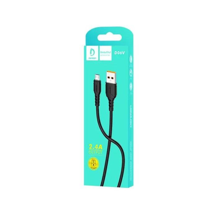 Дата кабель USB 2.0 AM to Micro 5P 1.0m 2.4A silicone black Denmen (D06V-BK) изображение 2
