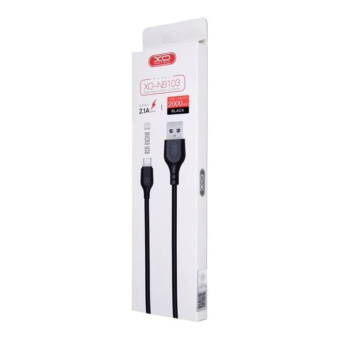 Дата кабель USB 2.0 AM to Micro 5P 2.0m 2.1A black XO (XO-NB103-BK) изображение 2