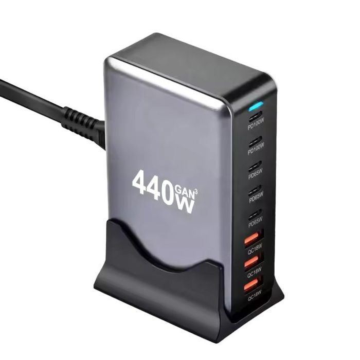 Зарядное устройство XoKo 2xUSB-С PD100W + 3xUSB-С PD65W + 3xUSB QC18W 440W GaN (QC-400)