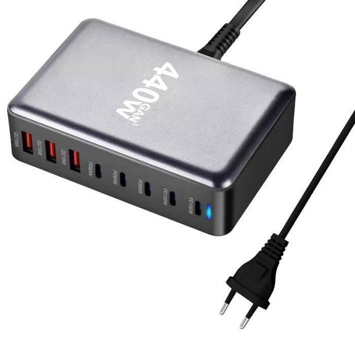 Зарядное устройство XoKo 2xUSB-С PD100W + 3xUSB-С PD65W + 3xUSB QC18W 440W GaN (QC-400) изображение 2