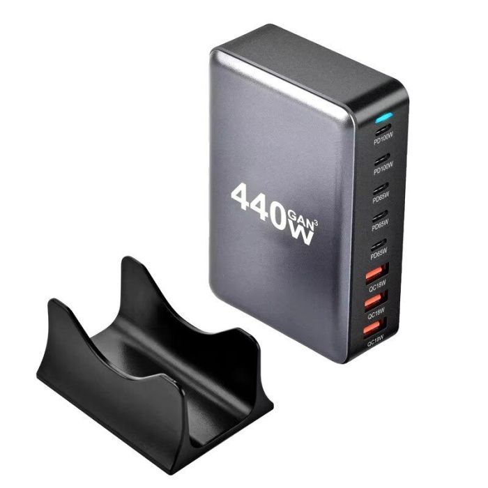 Зарядное устройство XoKo 2xUSB-С PD100W + 3xUSB-С PD65W + 3xUSB QC18W 440W GaN (QC-400) изображение 3