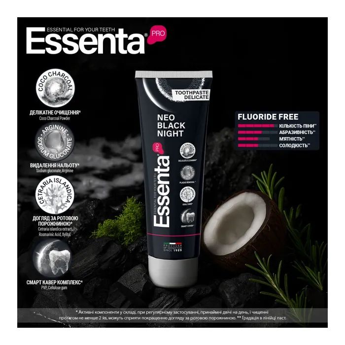 Зубна паста Essenta Pro Neo Black Night 75 мл (8031447500107) зображення 4